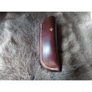 Knife Sheath 2 - Brown Leather (Wet Form) Knife Sheath With Scouting Motif To Fit Larger Handmade Bushcraft Knives